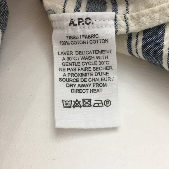 A.P.C. Mens Large 100% Cotton Checked Button Down Collar Shirts Navy Blue/White - Picture 10 of 15